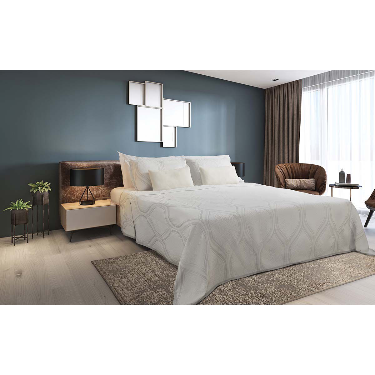 Kit Colcha Cobre Leito Casal Queen 3 peças Montblanc Orvalho