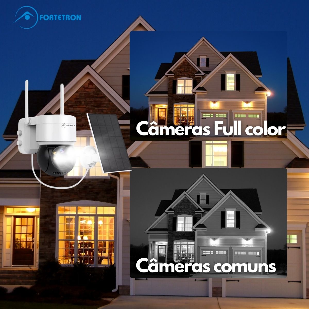 Camera Wifi Solar Full Hd Dome Energia Full Color - Fortetron