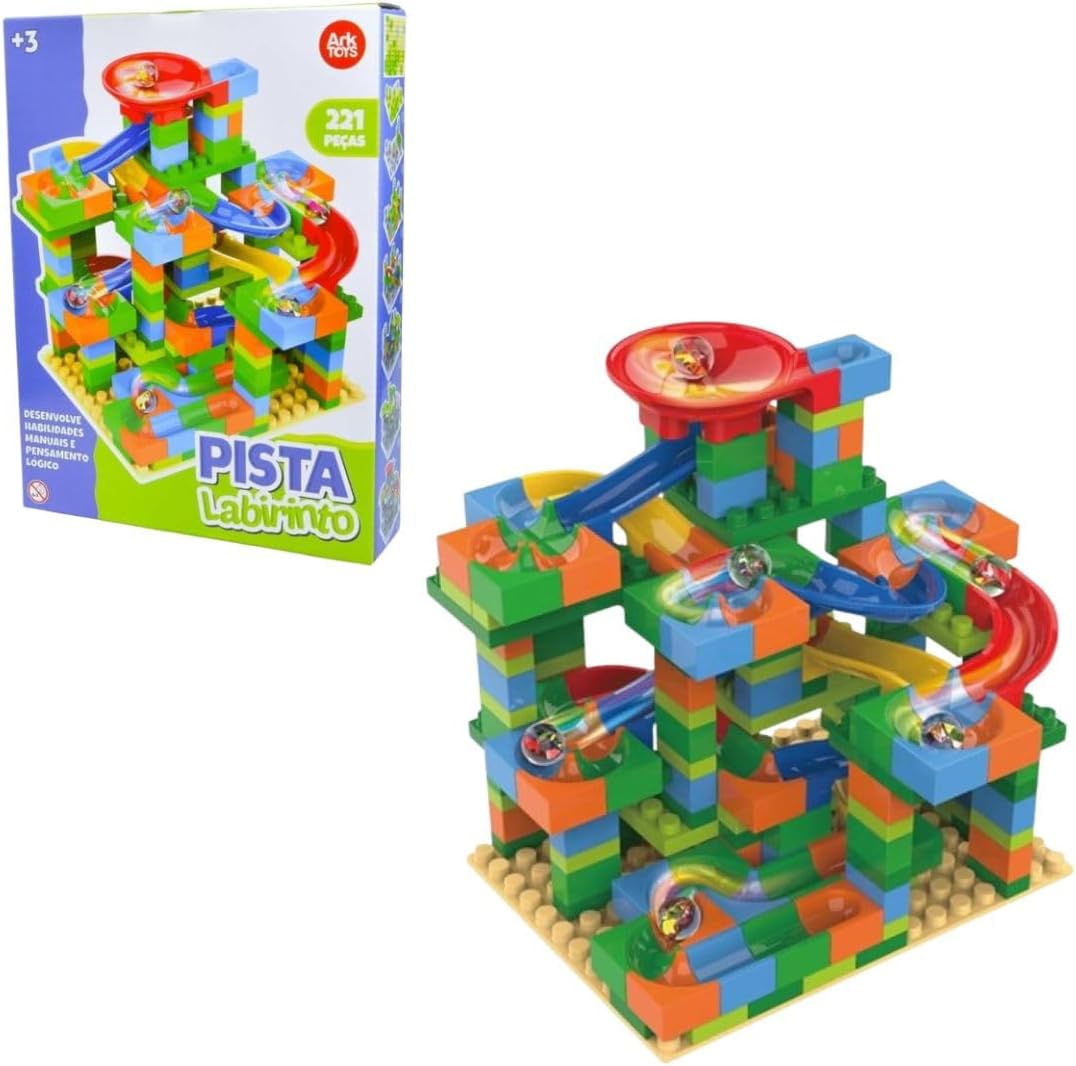 Pista de Corrida Labirinto Rola Bola 221 Peças - Ark Toys - Optimus ...