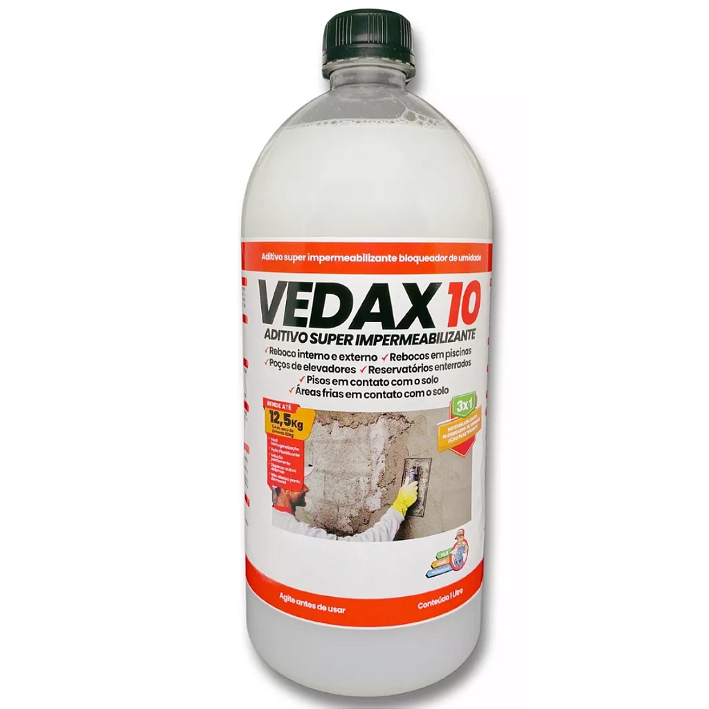 Aditivo super impermeabilizante Vedax 10 GL 1L - KBO ATACADISTA