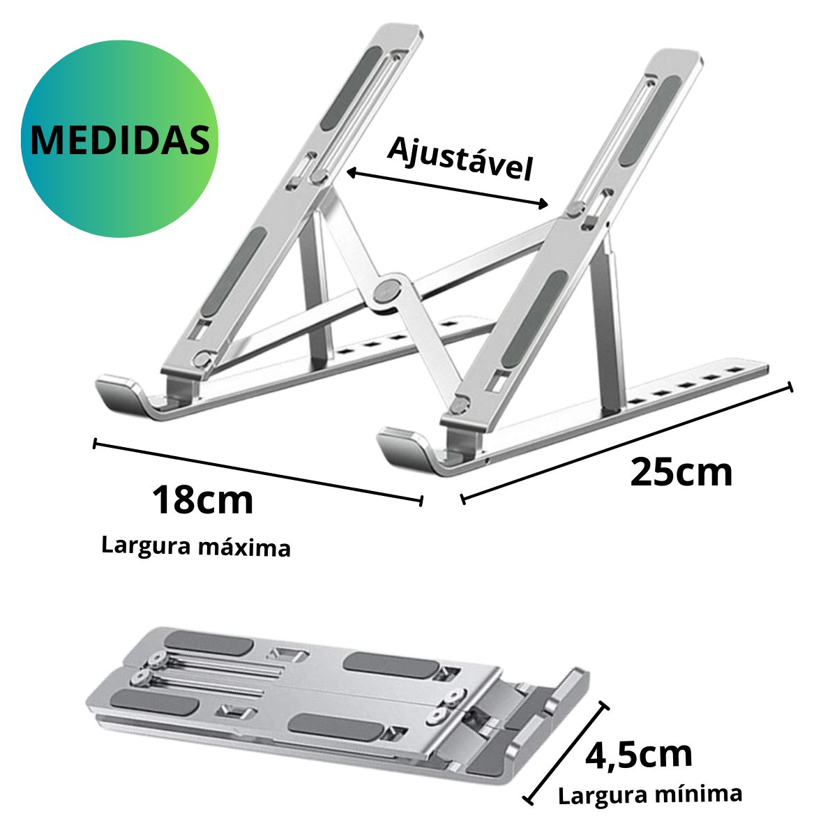 Suporte Base Para Notebook Dobrável de Alumínio Ergonômico Ajustável ...