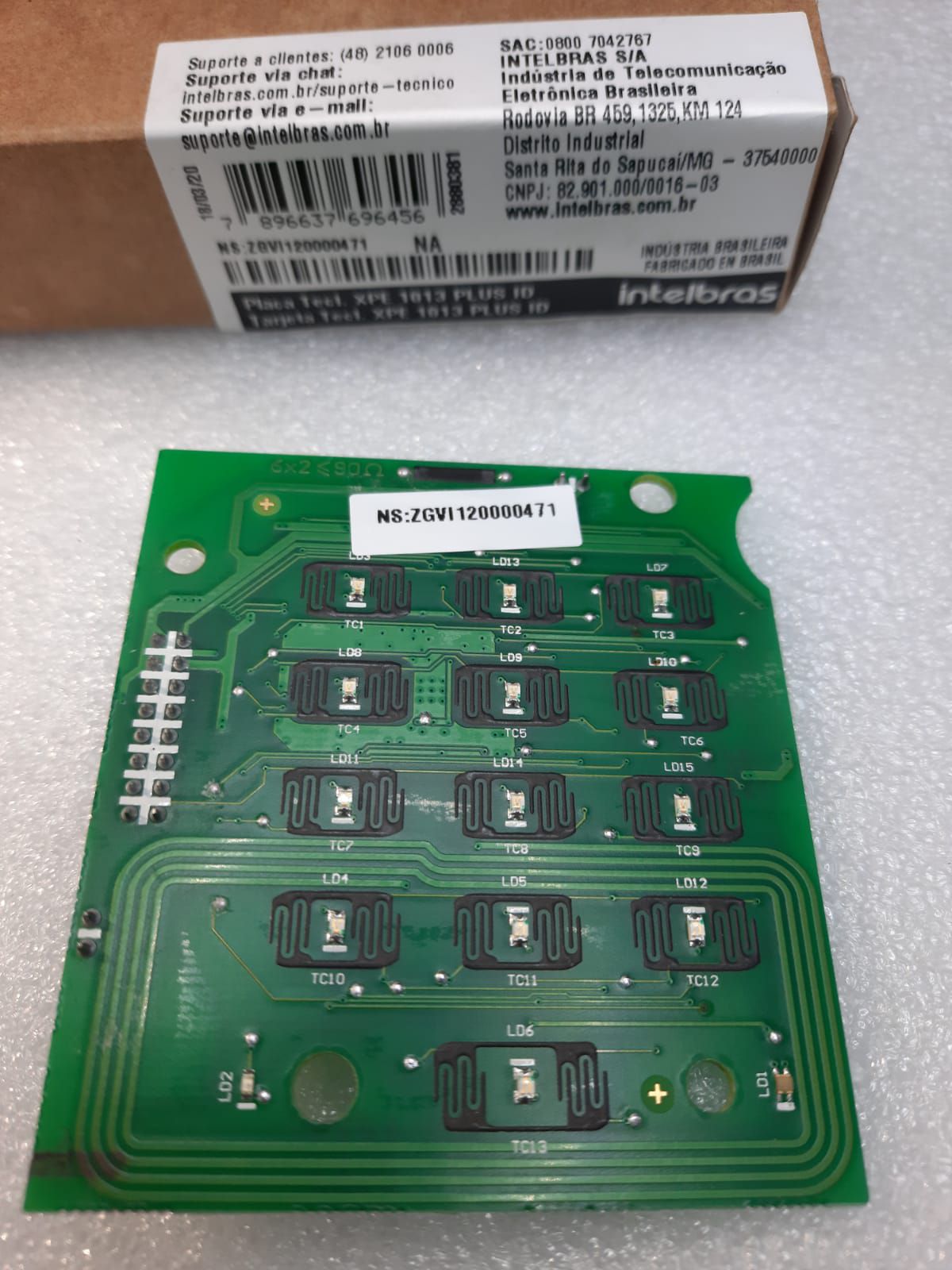 Placa Frontal Teclado Porteiro XPE 1001 / 1013 Plus ID Intelbras