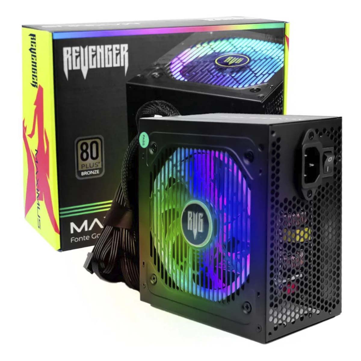 Fonte 750w Reais 80 Plus Bronze Revenger Preto Pfc Ativo - Digimer