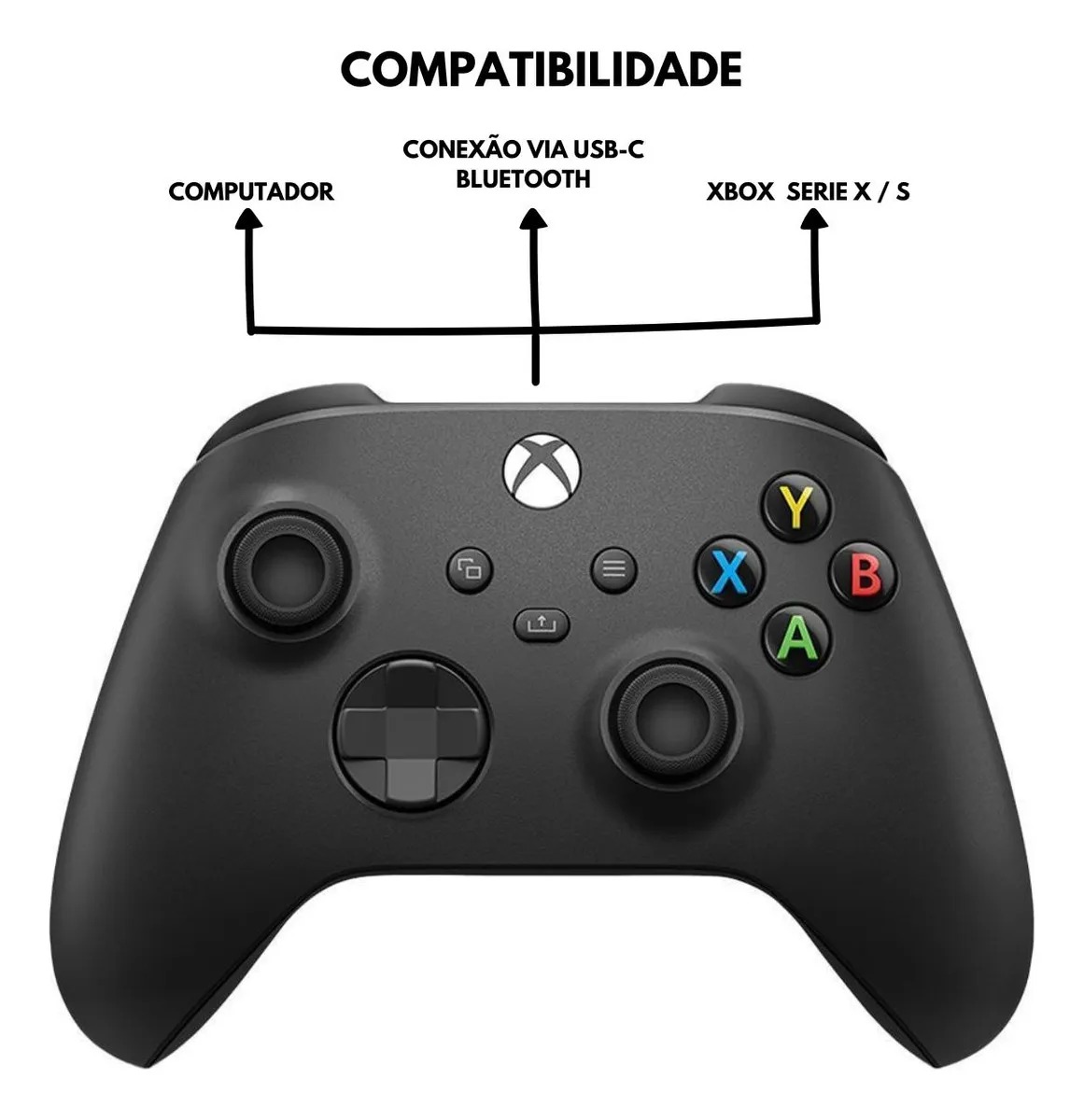Controle Sem Fio Xbox Series SX One Pc Original Carbon black - Digimer