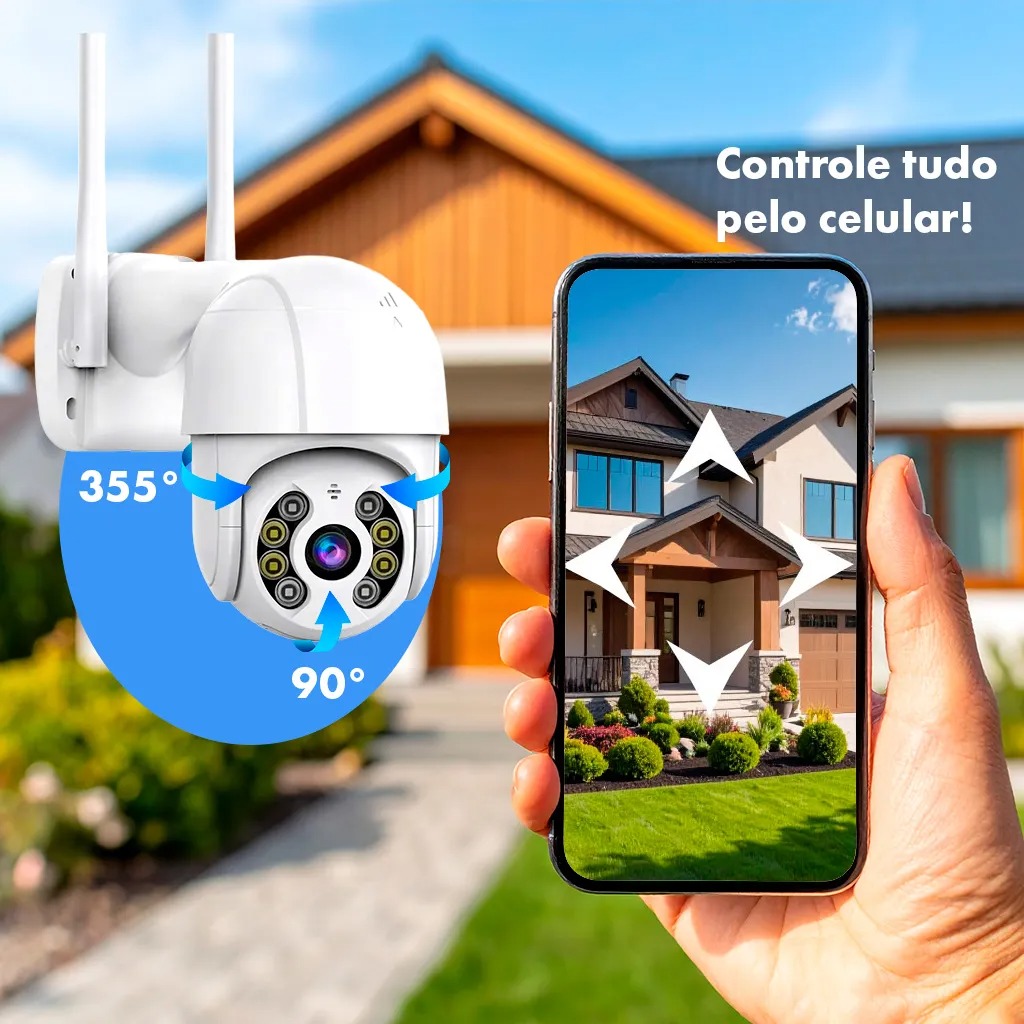Câmera Externa Wifi Prova De Agua Rotativa Hd Longo Alcance - Digimer