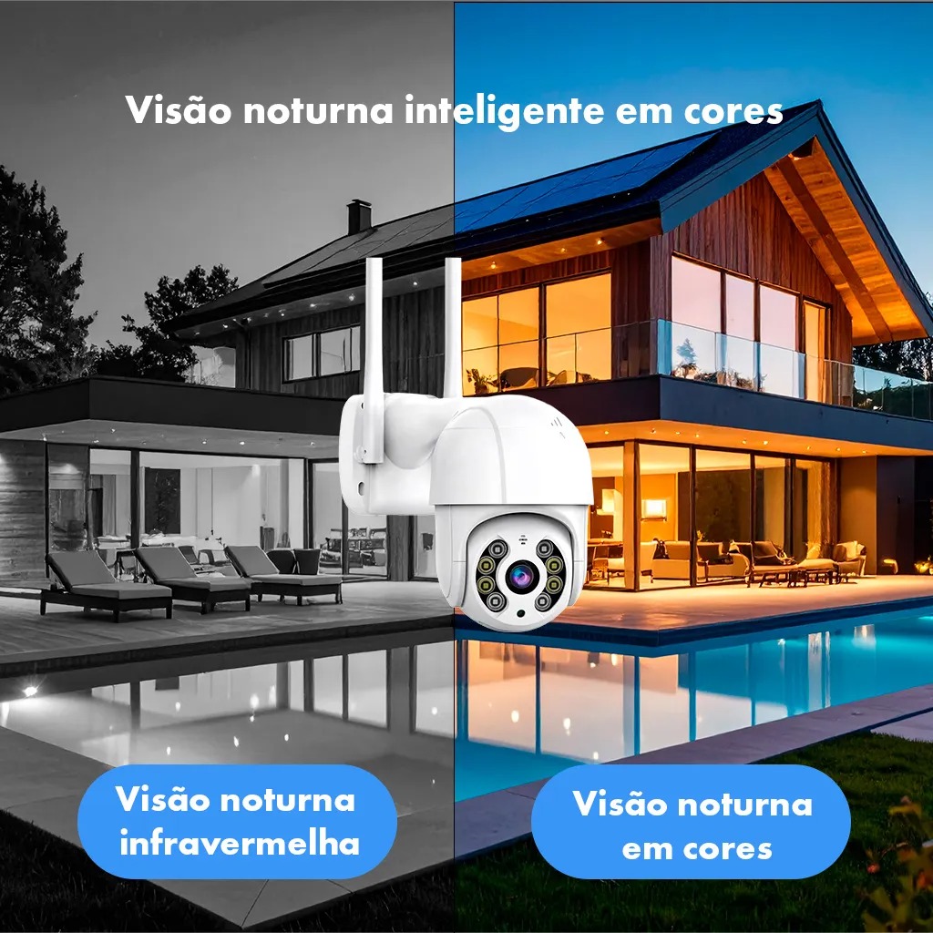 Câmera Externa Wifi Prova De Agua Rotativa Hd Longo Alcance - Digimer