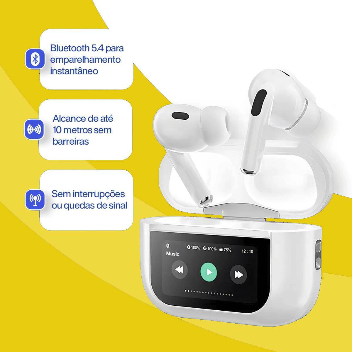 Fone Bluetooth Tela Lcd Anc Cancelamento De Ruido Ativo - Digimer