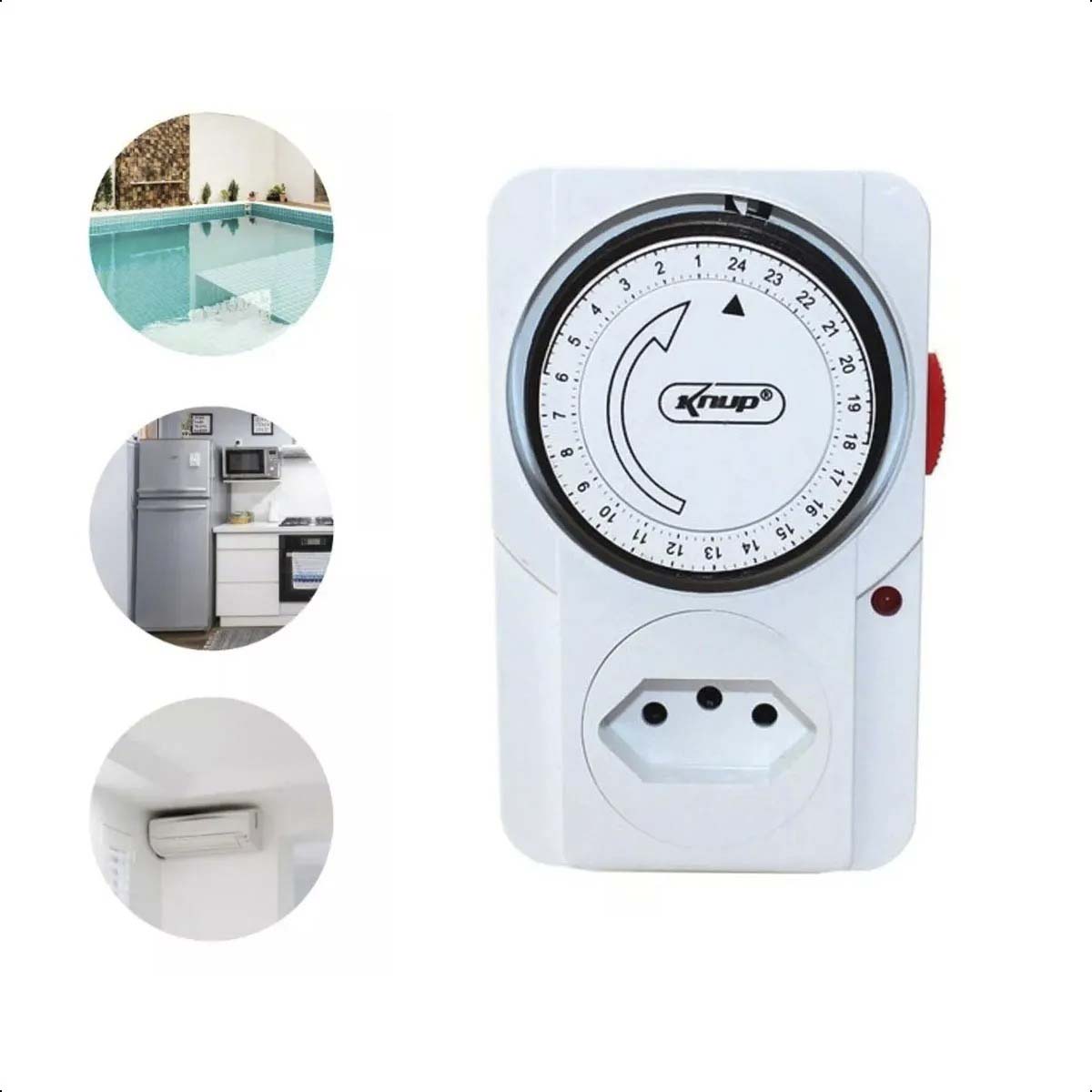 Timer Analogico Bivolt Liga Desliga Aparelho Knup Kp-Es01 - Digimer