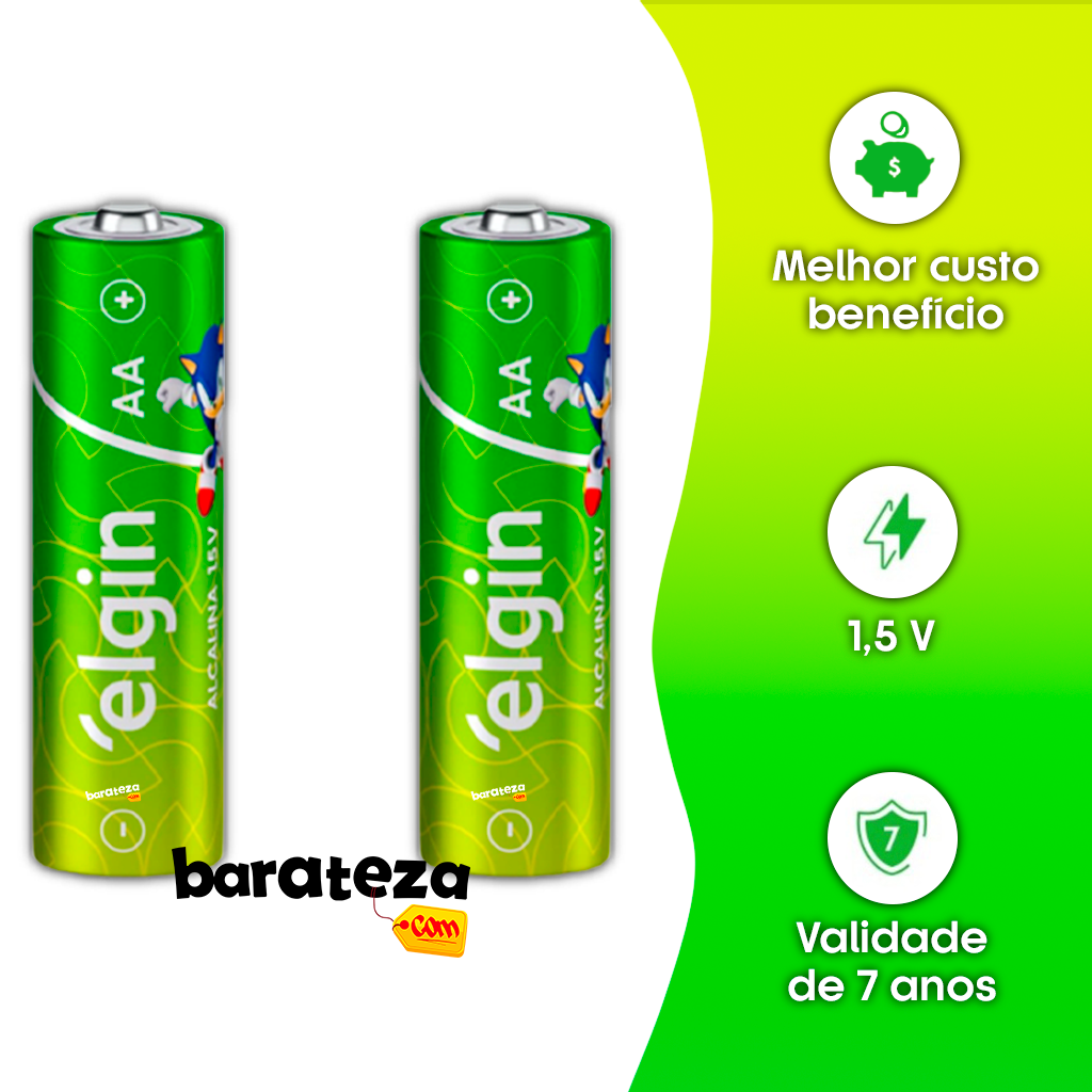Pilha Alcalina Elgin AA 1,5v blister com 4 unidades - Barateza.com | É ...