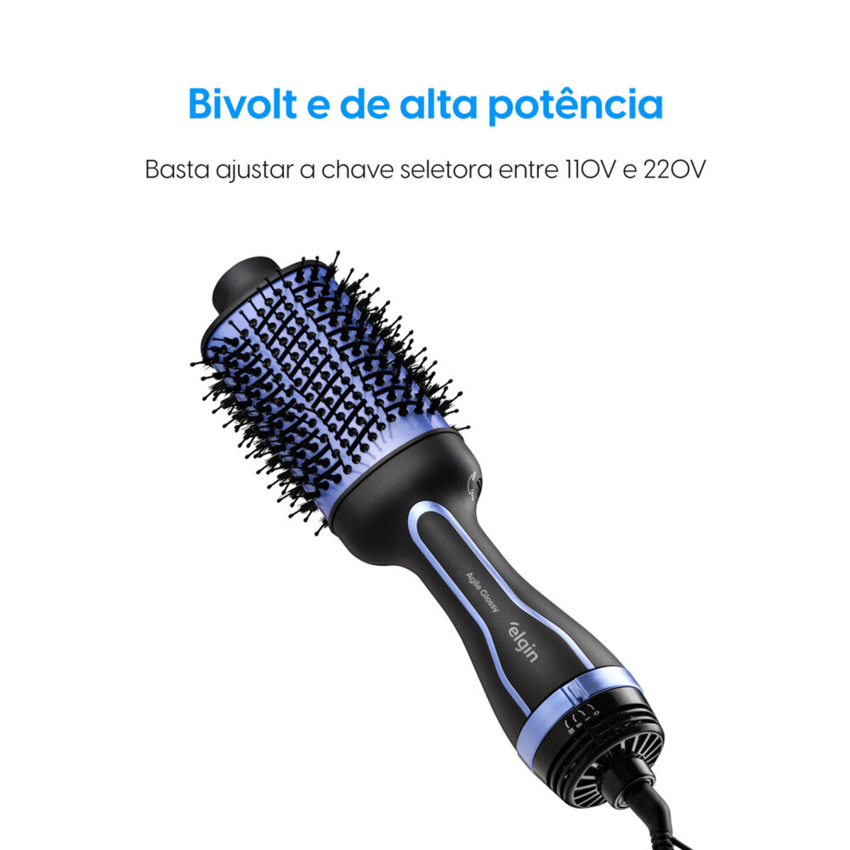 Escova Secadora 3 em 1 Elgin Agile Glossy 1300W Bivolt Tourmaline Íon ...