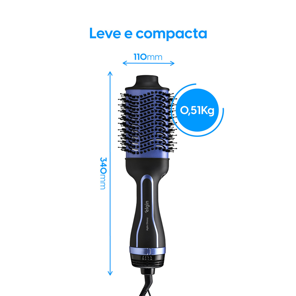Escova Secadora 3 em 1 Elgin Agile Glossy 1300W Bivolt Tourmaline Íon ...