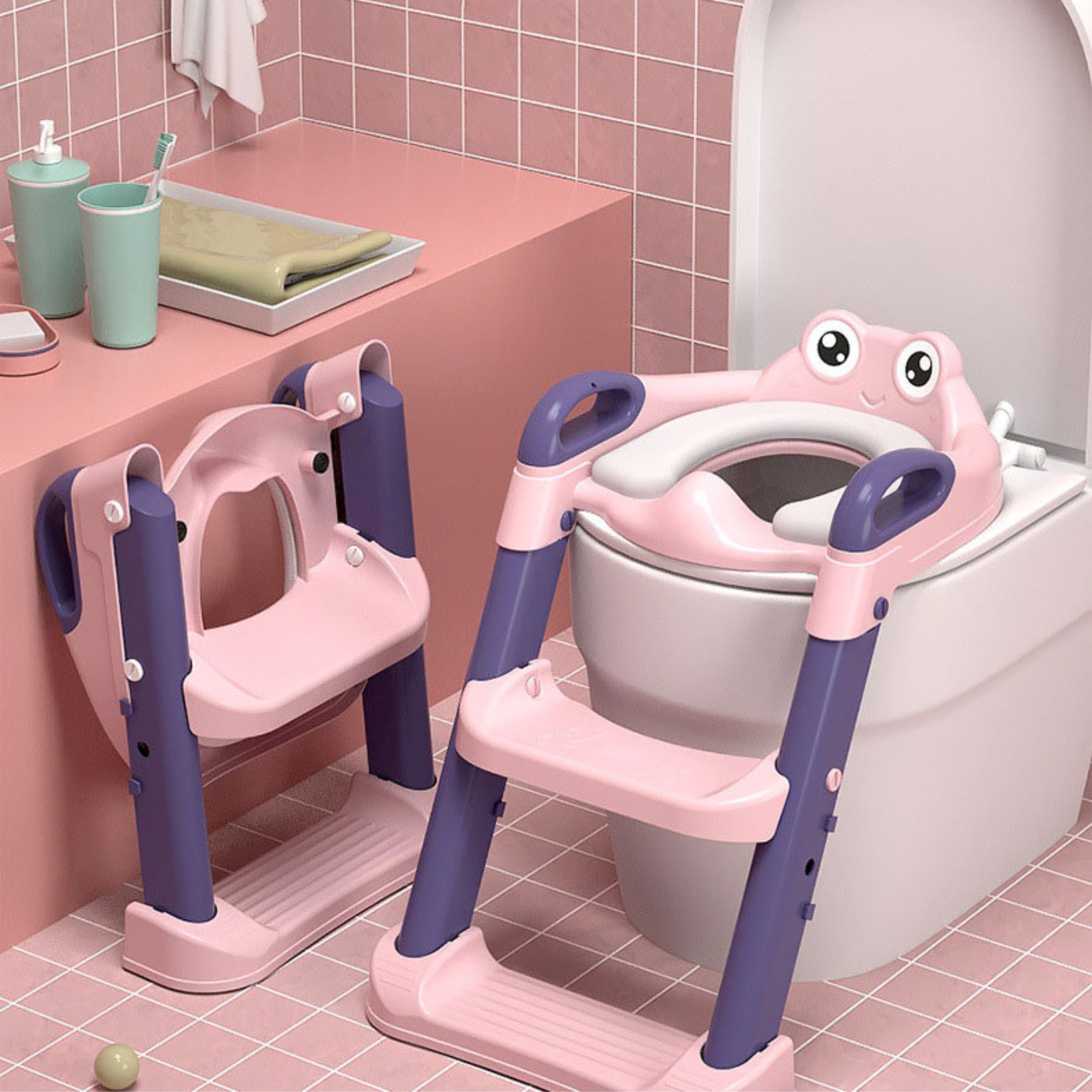 Troninho Com Escada Infantil Assento Redutor Vaso Sanitário Criança ...