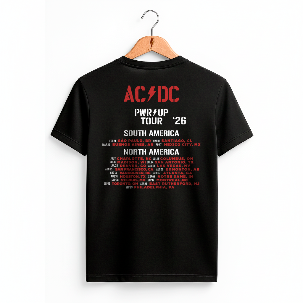 Camiseta ACDC Power Up Tour Preta - One Rock - Viva o Rock , Vista o Rock!