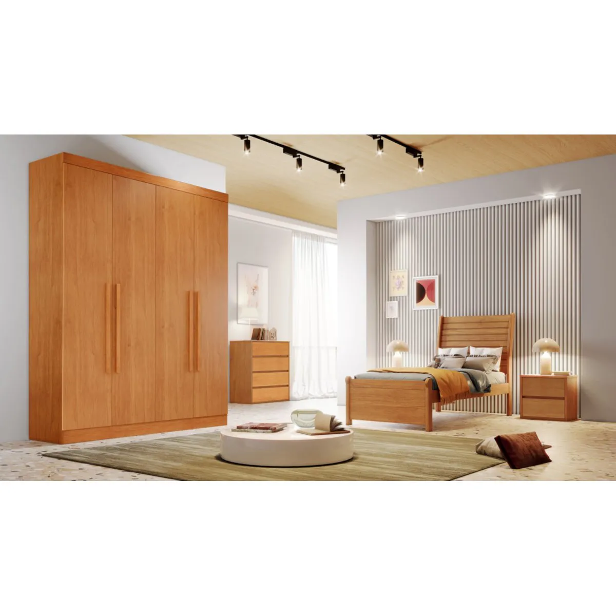 Roupeiro Bianchi 4 Portas 100% MDF e 3 Gavetas - Kazas Maria