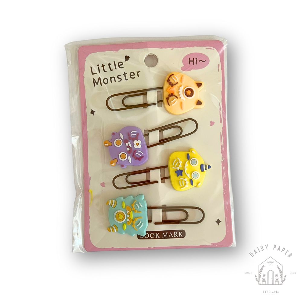 Kit com 4 unidades de clips com tema de monstrinhos - Daisy Paper
