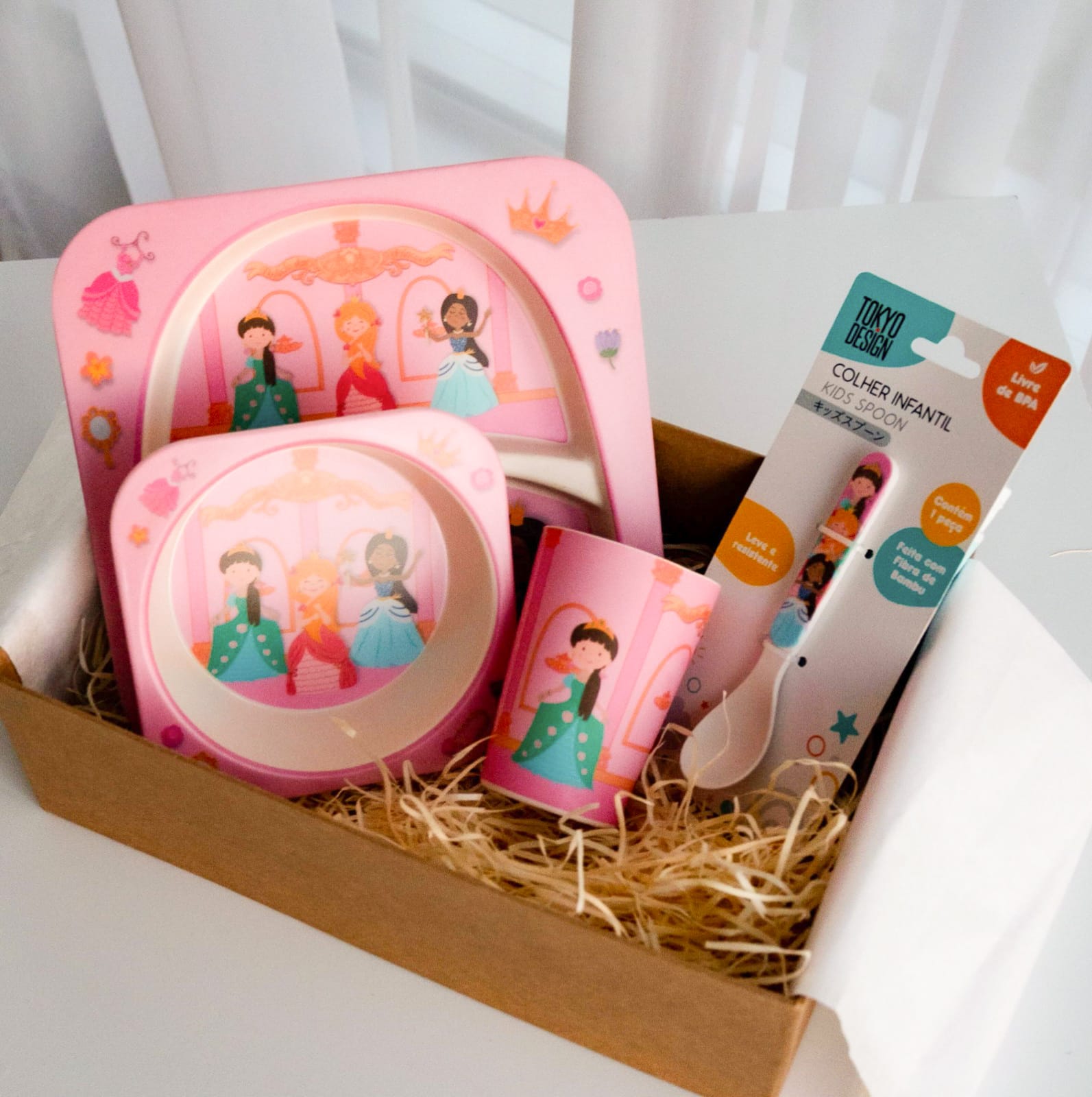Conjunto Em Bambu Refeicao Infantil Princesa Berga Presentes que encantam