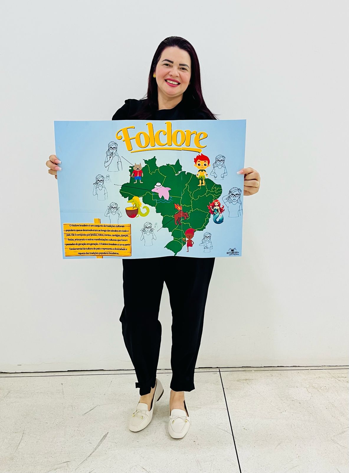 CARTAZ AMPLIADO MAPA DO BRASIL COM PERSONAGENS DO FOLCLORE EM LIBRAS ...