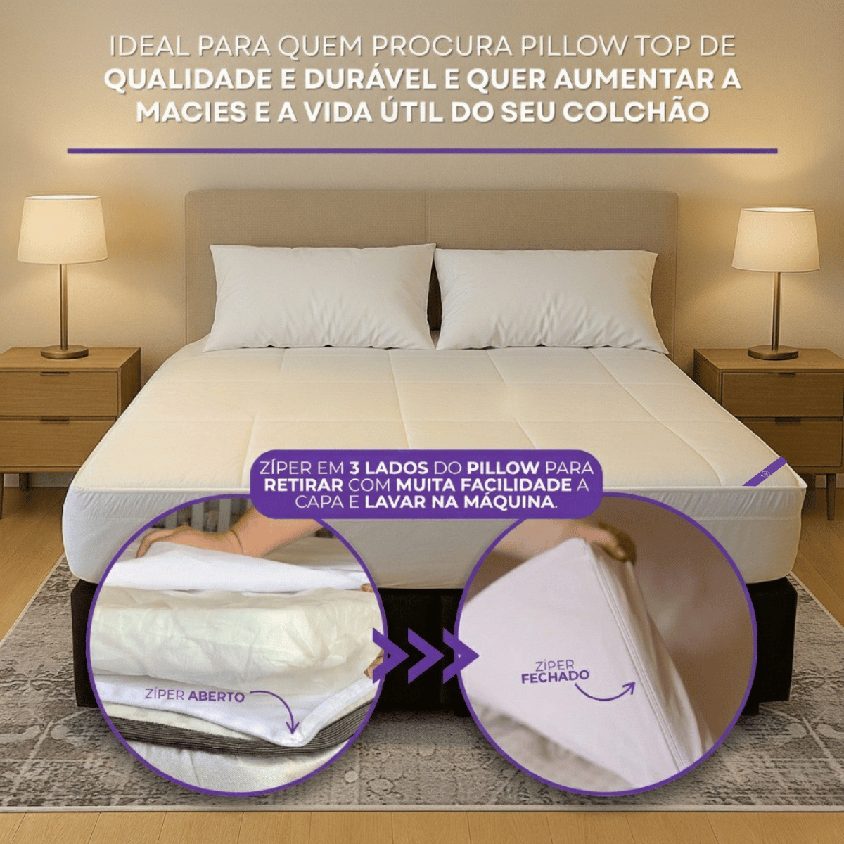 Pillow Top Casal Espuma Soft Plus Com Lençol 138x188x5 Branco