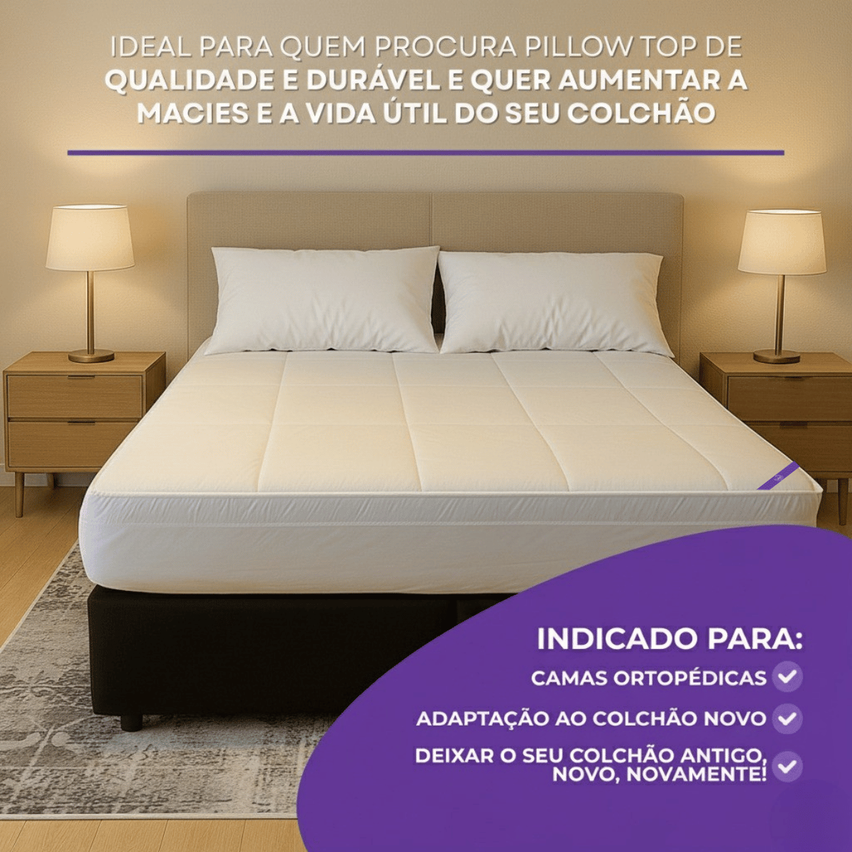 Pillow Top Casal Espuma Soft Plus Com Lençol 138x188x5 Branco