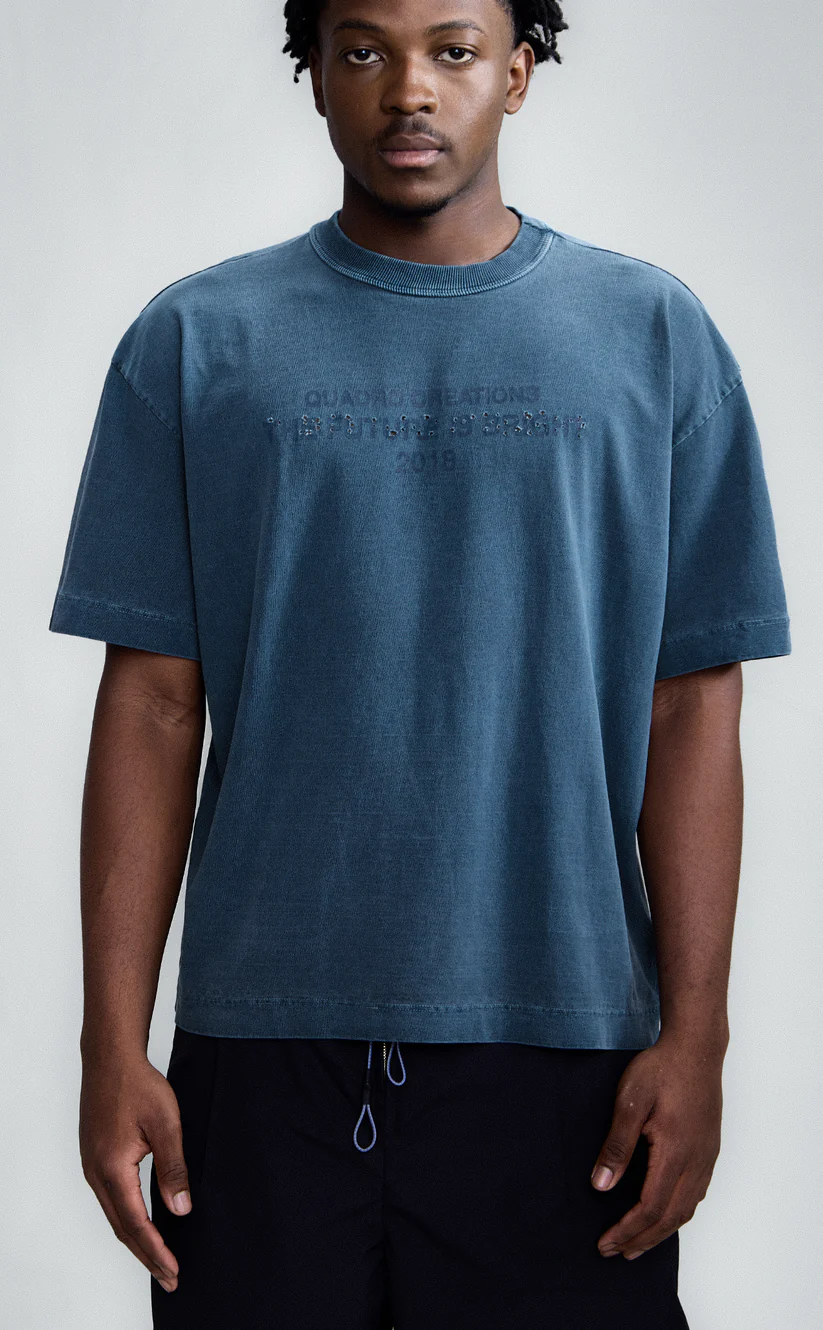 Camiseta Quadro Creations Future Boxy Stoned Azul - TIMELESS