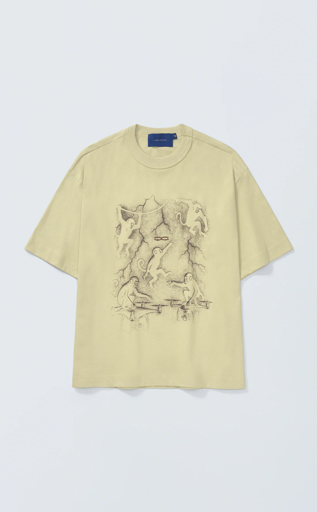 Camiseta Quadro Creations Monkeys Boxy Light Green - TIMELESS