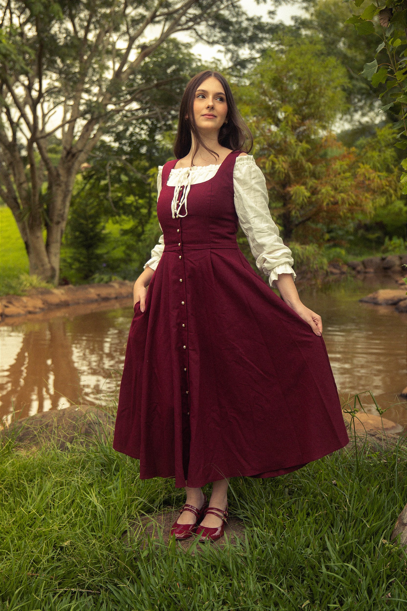 Vestido Refúgio Cherry - Pèrla Classics
