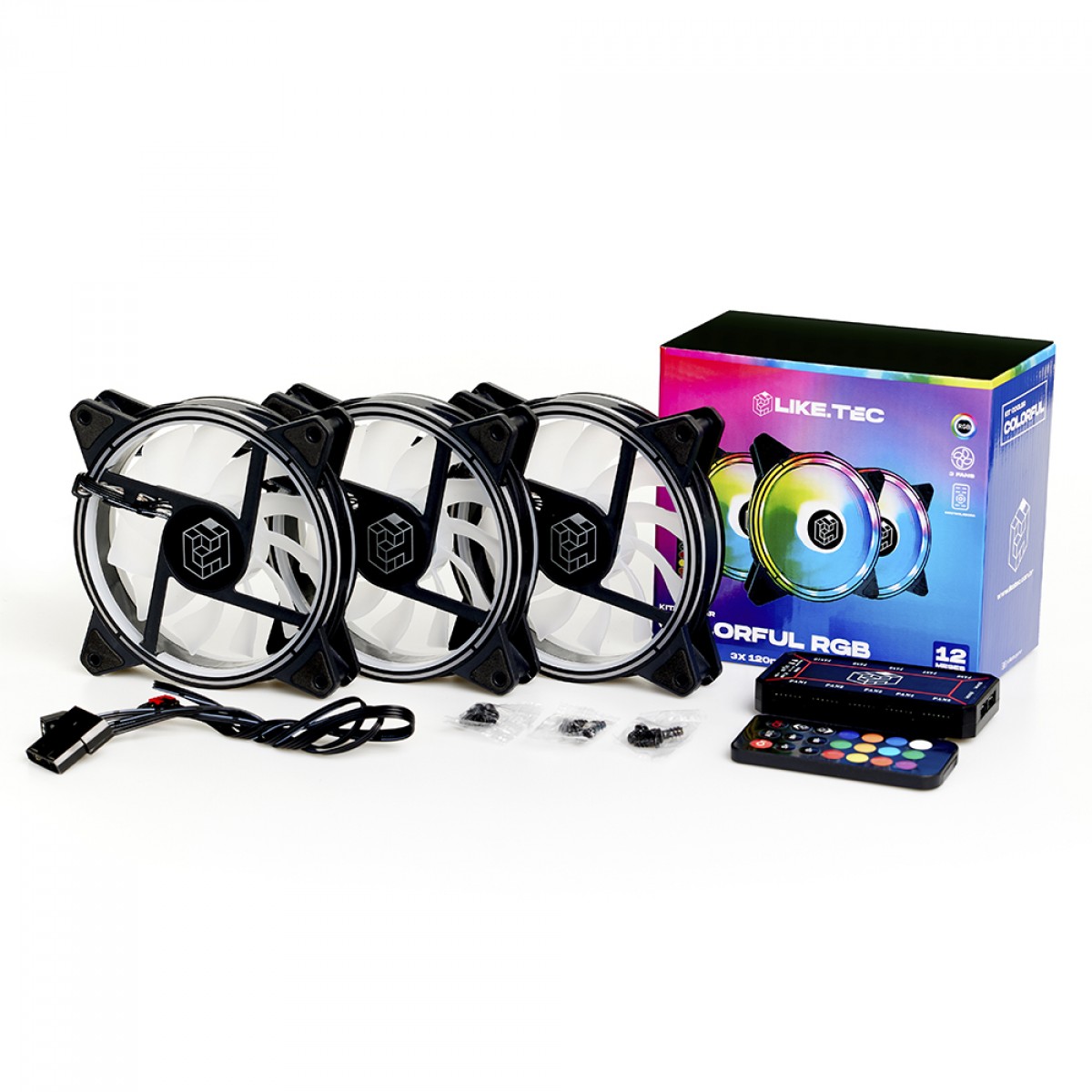 Kit 3 Fan Liketec Colorfull ARGB, 120mm + Controladora + controle - ACS ...