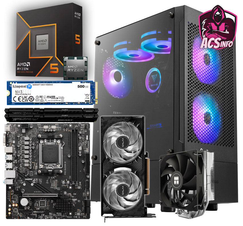 PC Gamer AMD Ryzen 5 9600x + RTX 5060 8GB + 32GB DDR5 + SSD 1TB