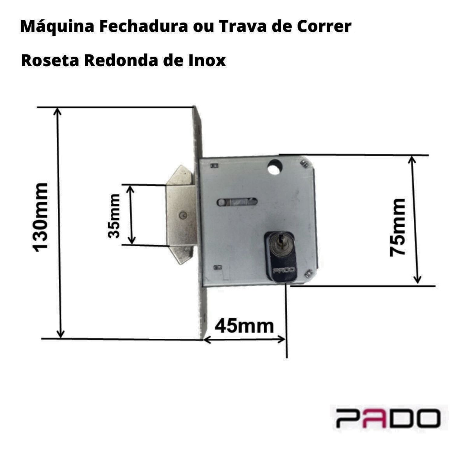 fechadura porta de correr trava com bico duplo Pado Cromada