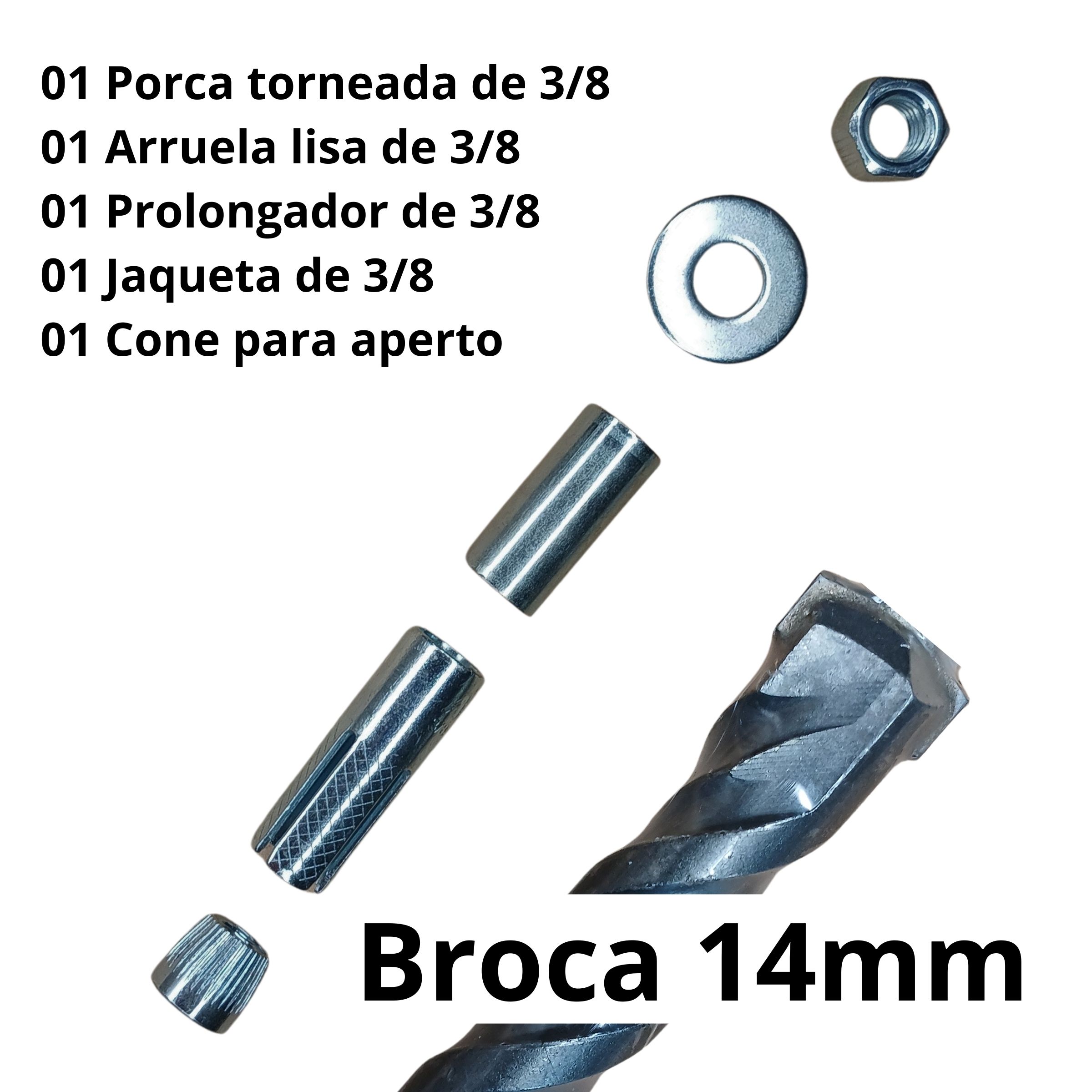 jaqueta prolongador cone para chumbador broca 14mm com 20 pc - sabra ...