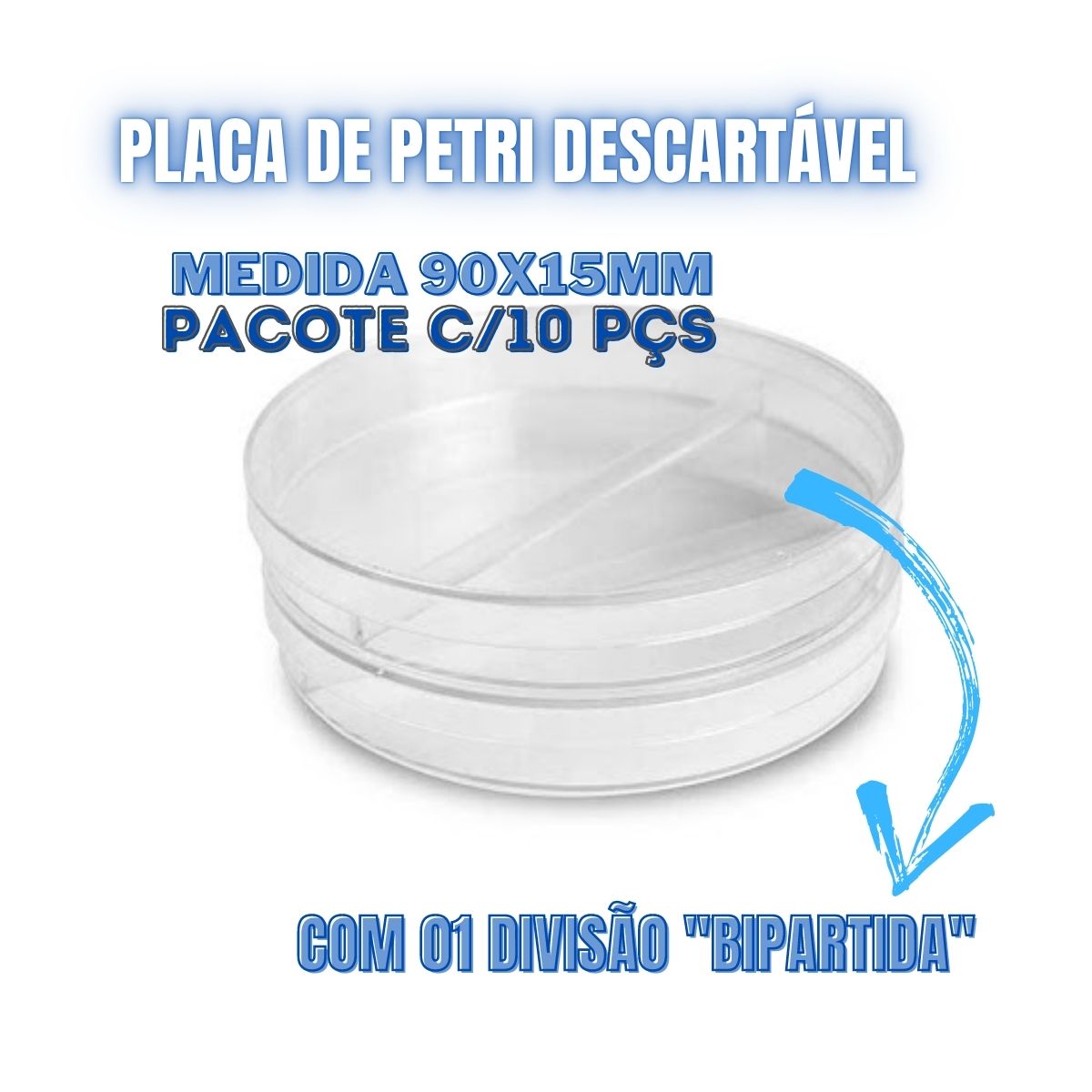Placa de Petri Descartável 90x15mm 1 Divisão Pacote Com 10 Unidades ...