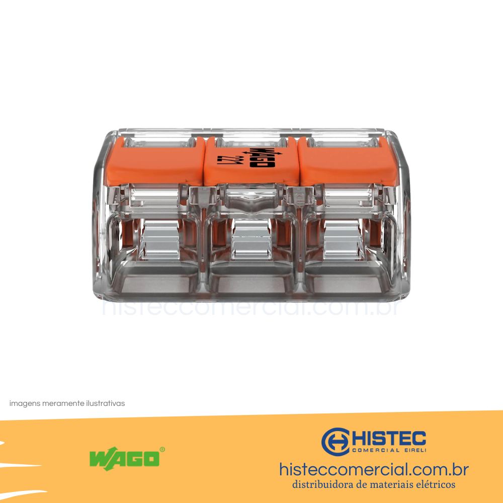 CONECTOR EMENDA WAGO 221-413 3P 0,5~4mm2 32A FLEX RIG - Histec ...