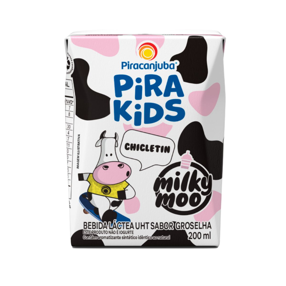 Pirakids Milky Moo Chicletin Groselha | Brava Distribuidora
