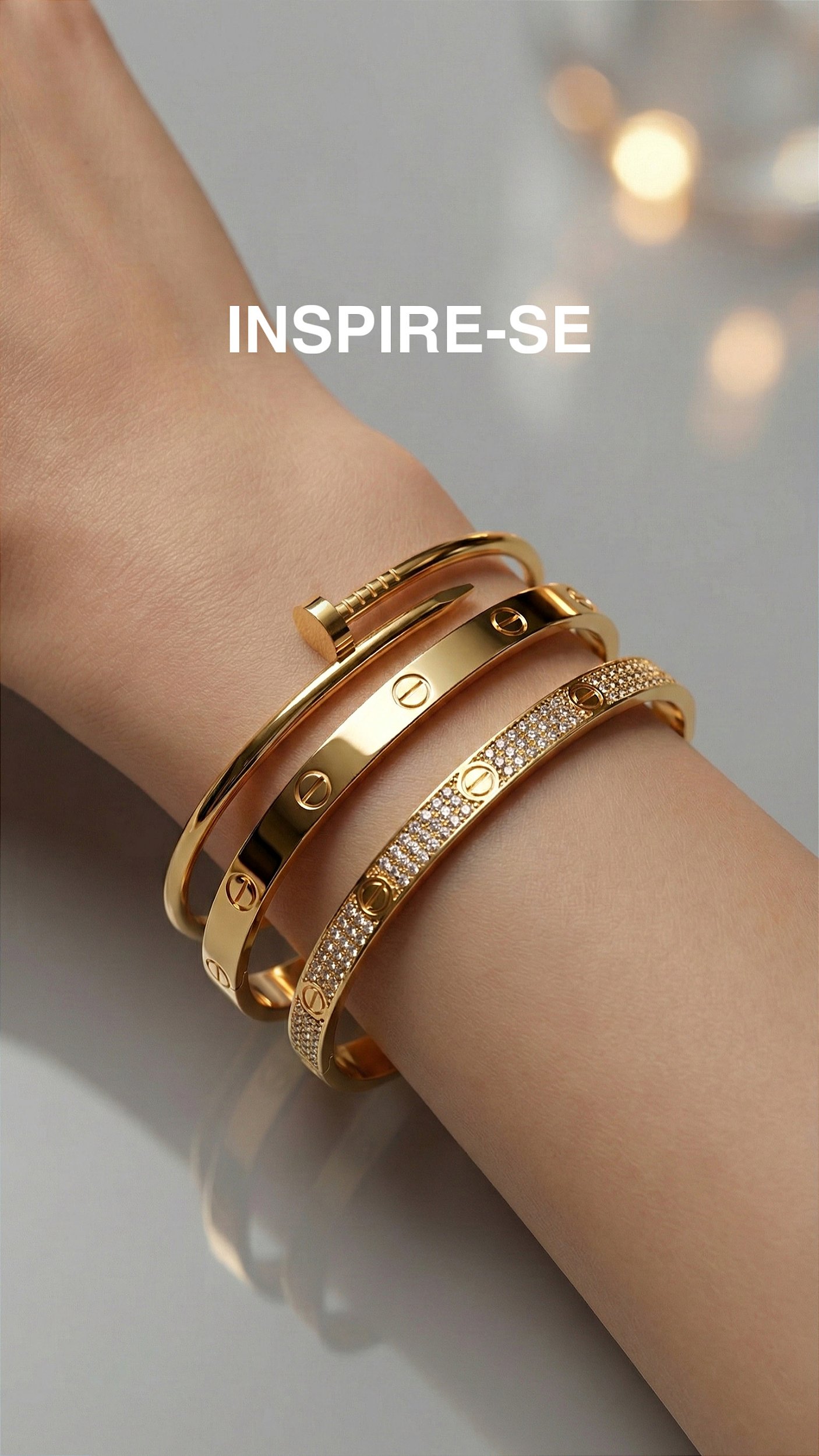 Bracelete / Pulseira Love Cartier Cravejado Zircônia Dourado - by