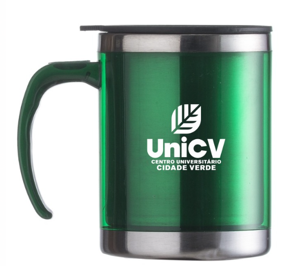 Caneca acrílica 400ml - verde/branca - Loja Oficial UniCV