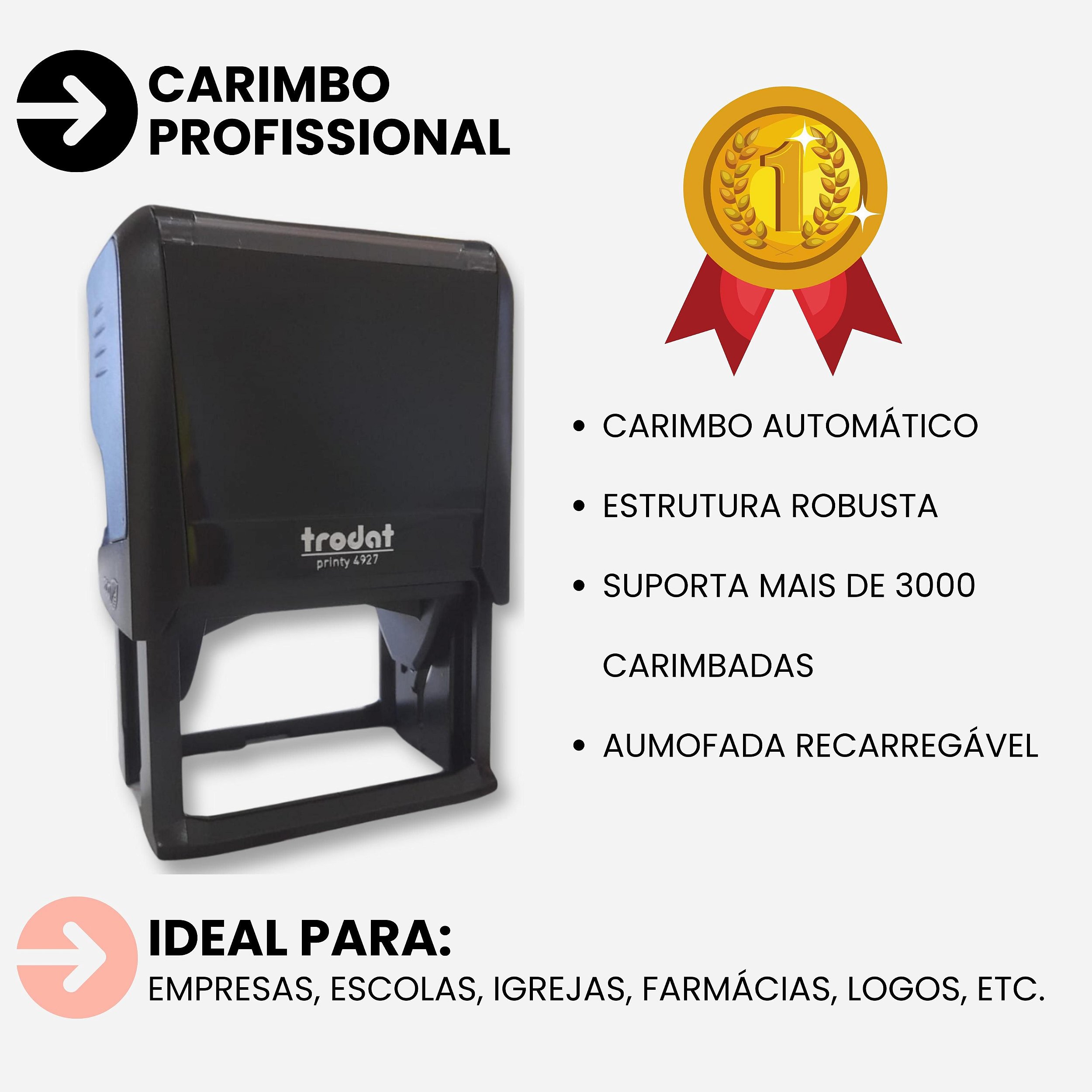 Carimbo Profissional 40x60mm CNPJ, Empresa, Escola, Igreja ou Logo ...