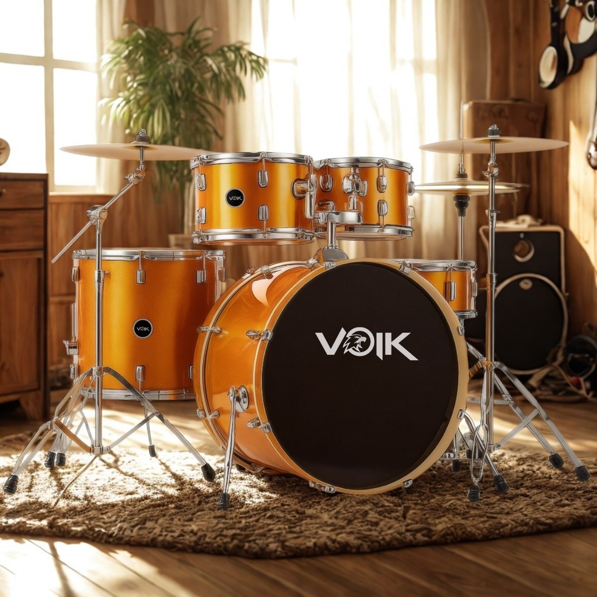 Bateria Acústica Completa BAM22-GOLD Brilhante | VOIK - VOIK
