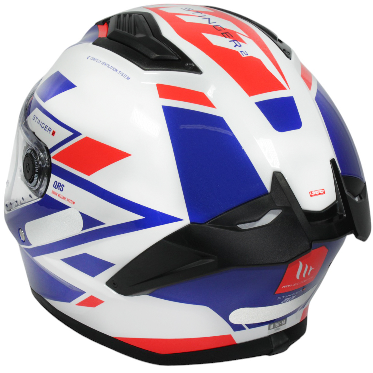 Capacete MT Helmets Stinger 2 Zivze E7 Gloss Pearl fechado