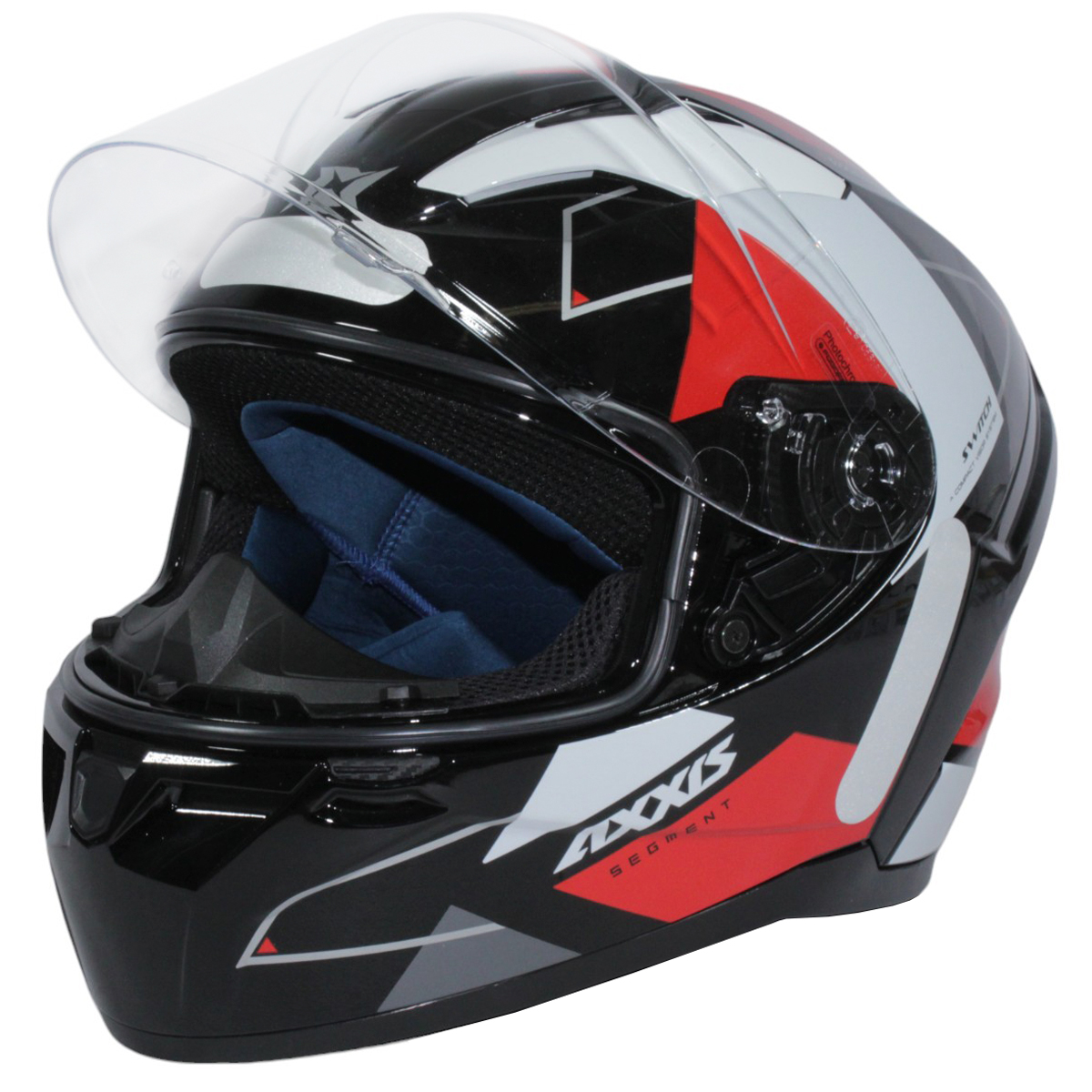 Capacete Axxis Segment Switch B5 Red Gloss fechado reforçado preto