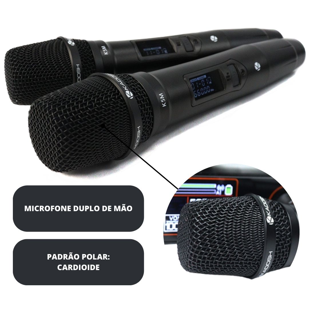 きょうこ② Microfone Sem Fio de Mão Duplo K522-M UHF para Rack - KADOSH