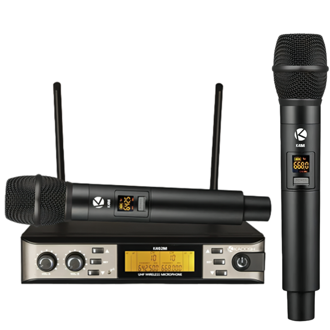 Microfone Kadosh Duplo Sem Fio Uhf Display Digital K402m Cor