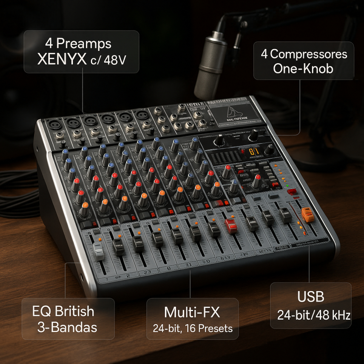 Behringer XENYX X1222USB 16-In Mixer c/ USB & FX - Kalifa Prime