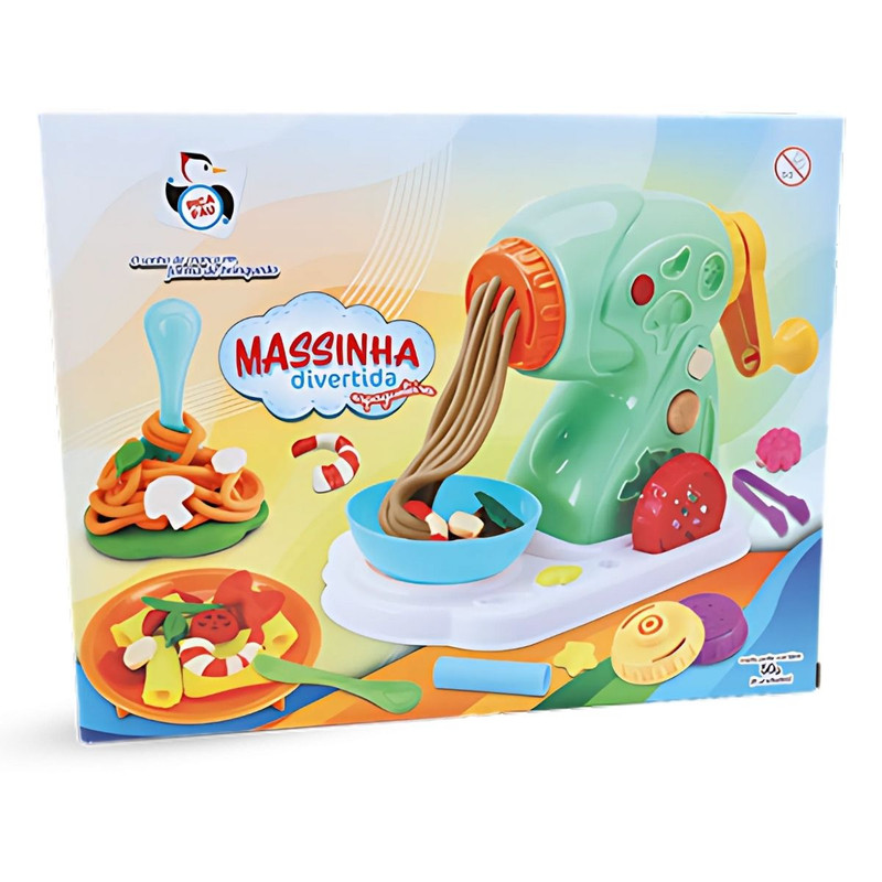 Brinquedo Massinha Modelar Maquina Macarrão Cantina 18 Pçs - Bretalle