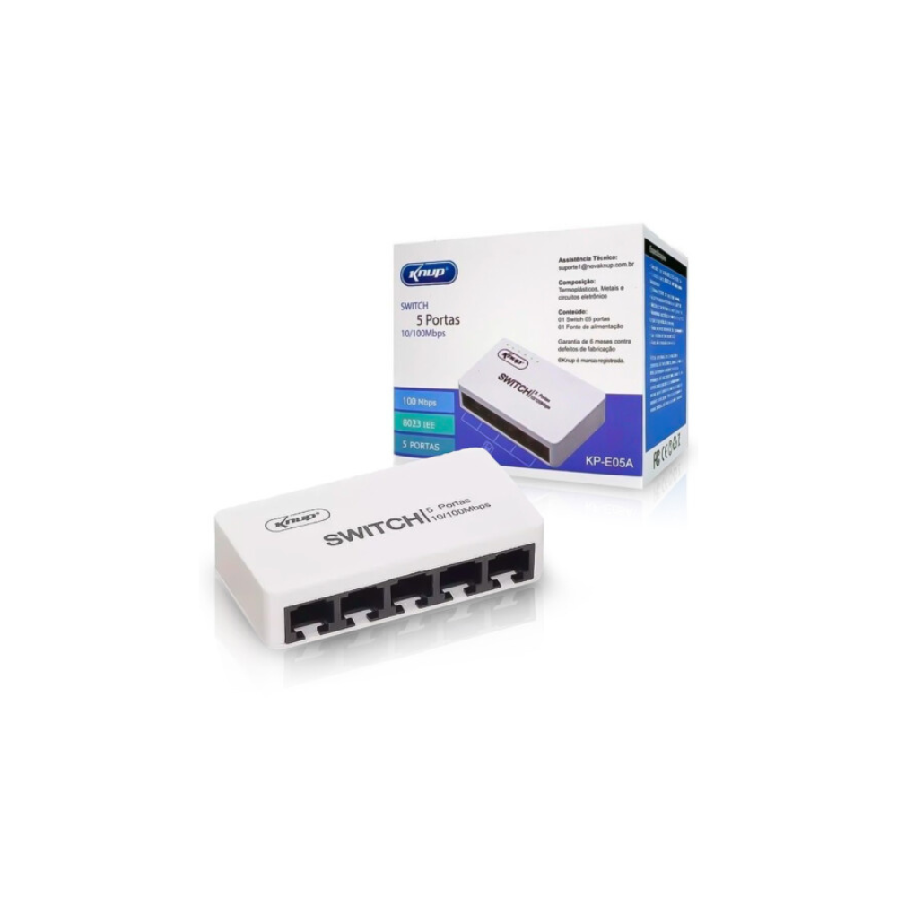 HUB SWITCH 5 PORTAS 10/100 MBPS KP-E05A KNUP - Vidacom