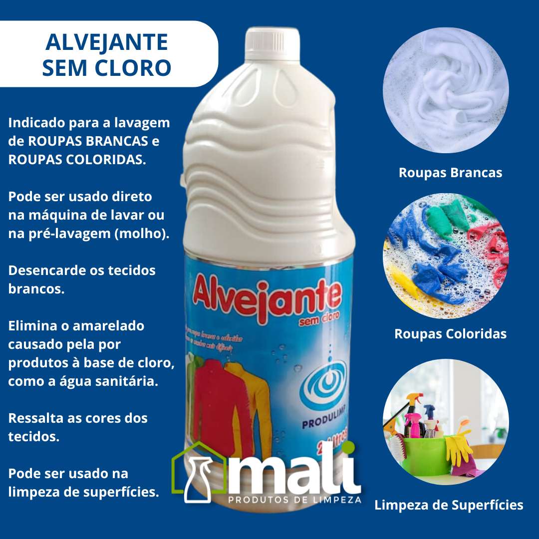 Alvejante Sem Cloro 2 litros para Roupas Brancas e Coloridas - Limpa s ...