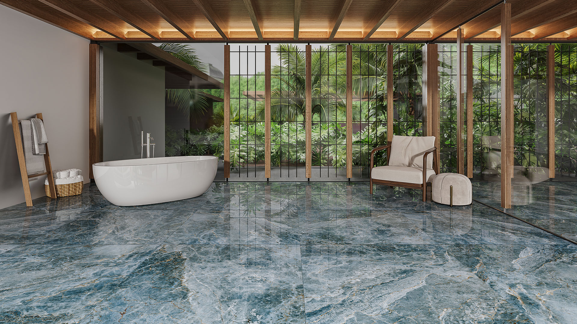 Blue Moon✨️ Piso Porcelanato - Villagres - Marmo - Polido - Blue Moon - 9mm