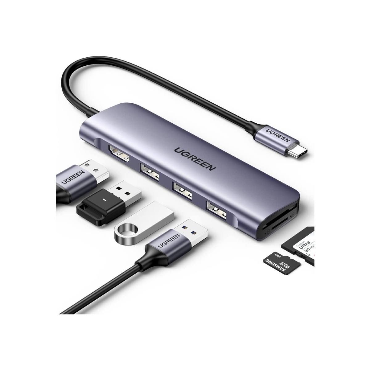 Hub Adaptador USB-C Multifuncional Ugreen 6 em 1