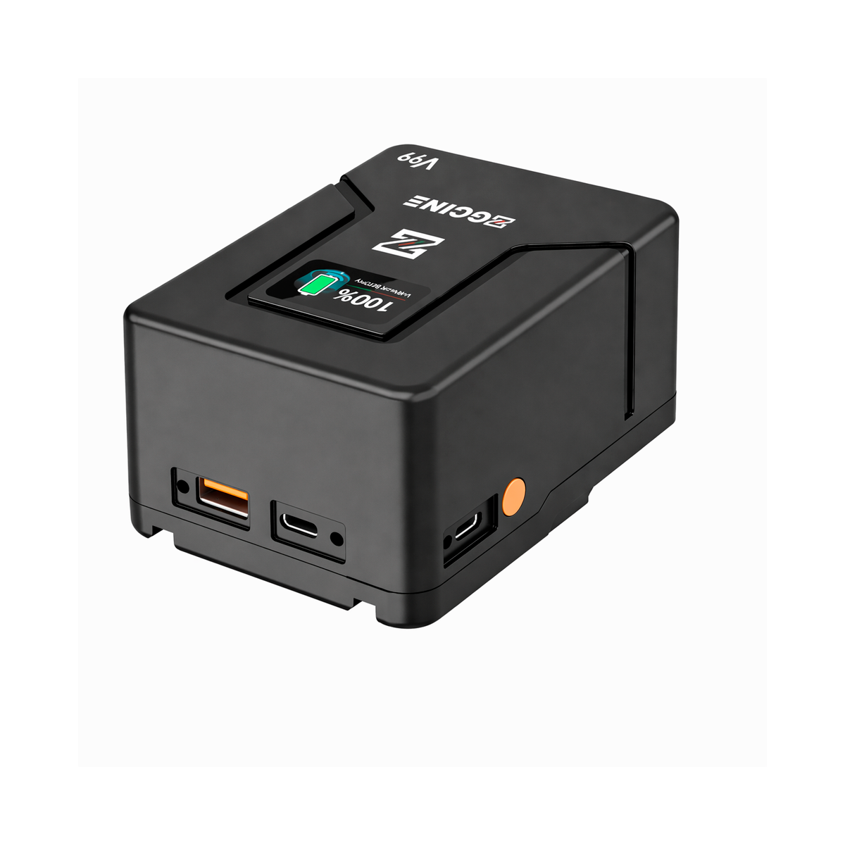 ZGCINE ZG-V99Pro V-Mount Accu – 14,8V 99,9Wh, 6400mAh, USB-C PD 100W, D-Tap, BP En DC Uitgangen, OLED-display, Oranje