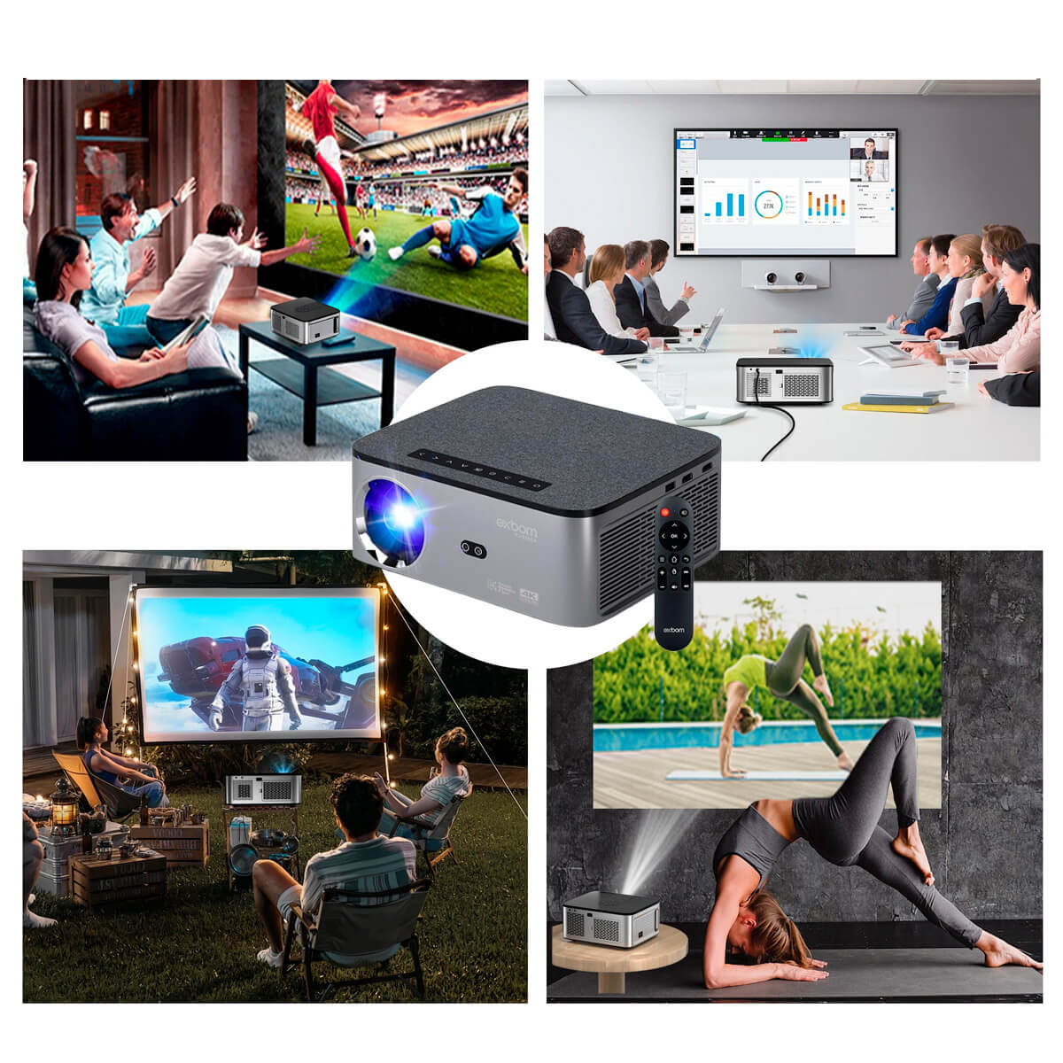 Projetor Android 5G 4K com Espelhamento Sem Fio Cinza - Só Baratei