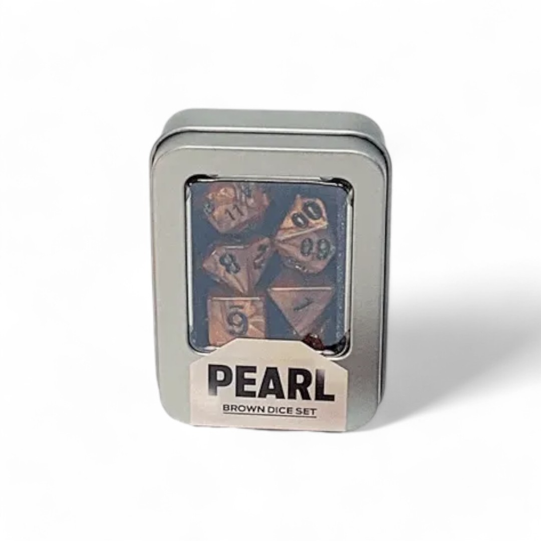 Set De 5 Dados Epic Forge - Brown Pearl, 16 Mm, Acrílico, En Caja De Cristal, Para Juegos De Mesa
